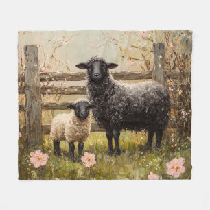 Ewe and Lamb Spring Sheep Art Fleece Blanket