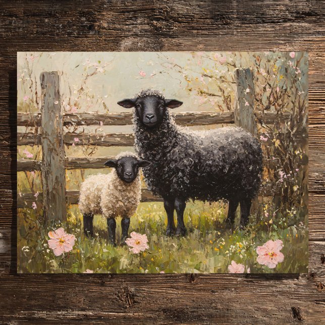 Ewe and Lamb Spring Sheep Art Postcard (Creator Uploaded)
