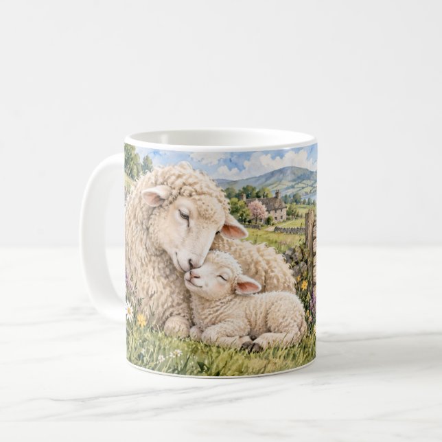 Ewe Are Loved Sheep and Lamb Mug (Front Left)