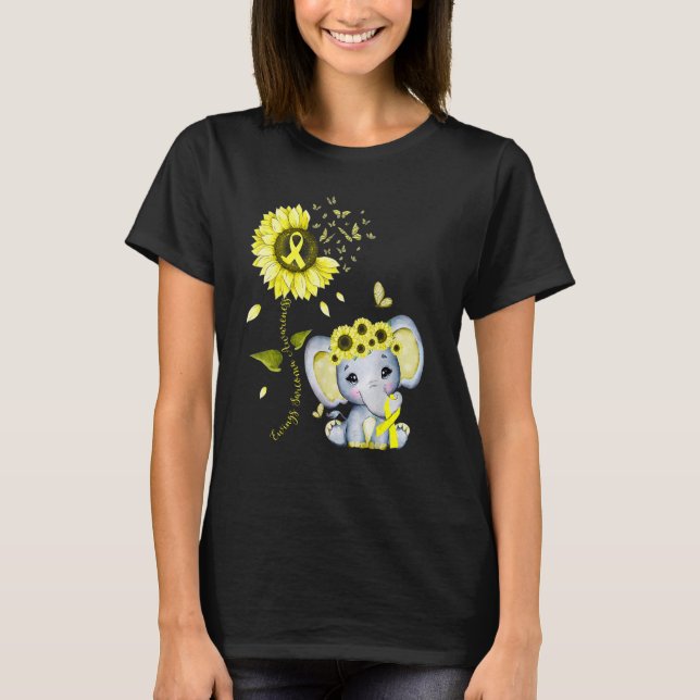 Ewings Sarcoma Awareness Yellow Hippie Sunflower E T-Shirt (Front)