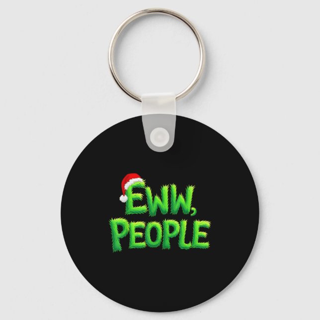 Eww People Santa Hat Funny Christmas Mens Womens K Key Ring (Front)