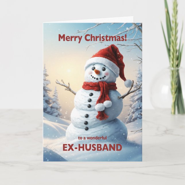 Ex-Husband Christmas Snowman  Holiday Card (Front)