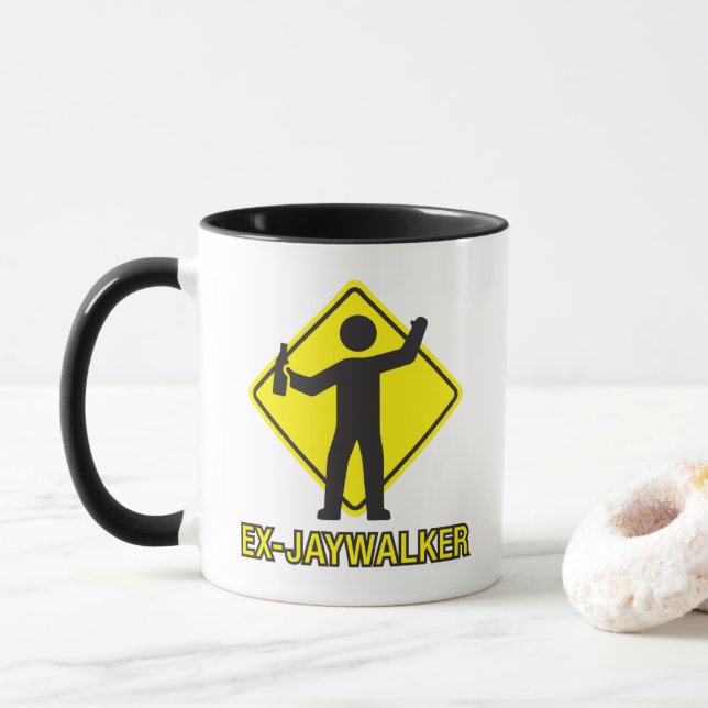 Ex-Jaywalker Funny Sobriety Saying Mug (With Donut)