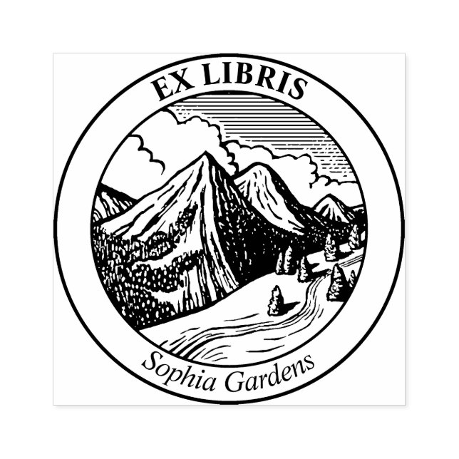 Ex Libris - Alpine Landscape Rubber Stamp (Imprint)