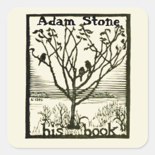 Ex Libris Birds in Tree Square Sticker