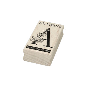 EX libris Book library bookplate monogram A Rubber Stamp