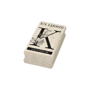EX libris Book library bookplate monogram K Rubber Stamp