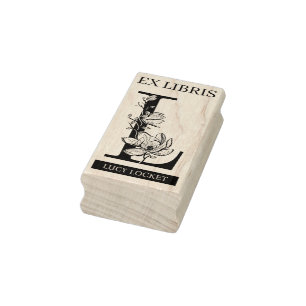 EX libris Book library bookplate monogram L Rubber Stamp