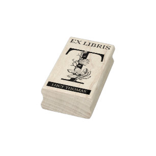EX libris Book library bookplate monogram T Rubber Stamp