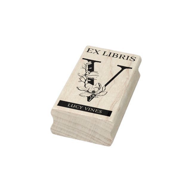 EX libris Book library bookplate monogram V Rubber Stamp (Stamp)