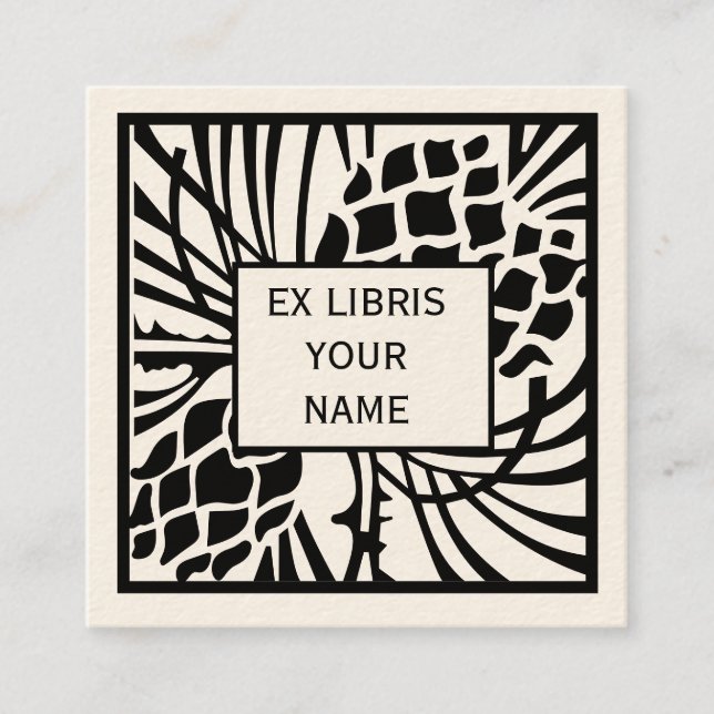 Ex Libris Bookplate Pine Square Business Card (Front)