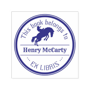 Ex Libris   Cowboy Rodeo Horse Self-inking Stamp