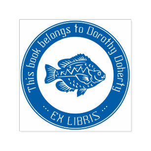 Ex Libris   Cute Fish Self-inking Stamp