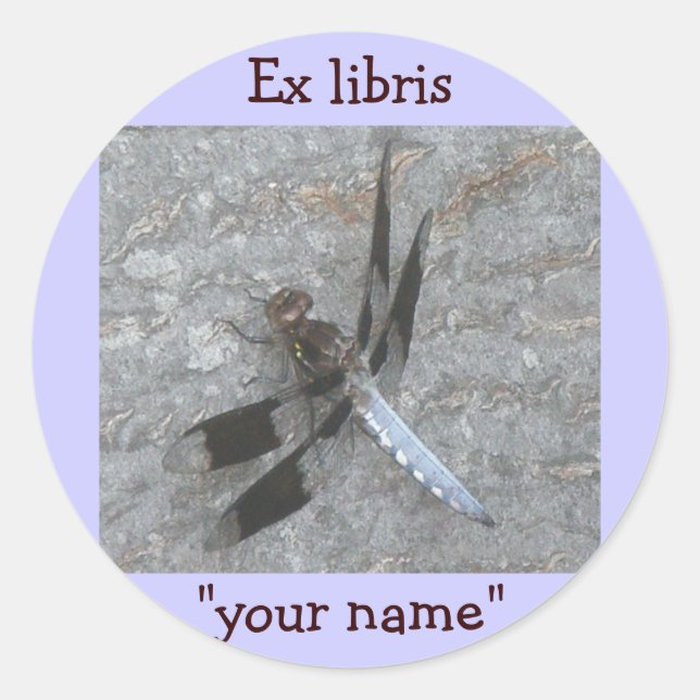 Ex Libris Dragonfly Stickers to Customise (Front)