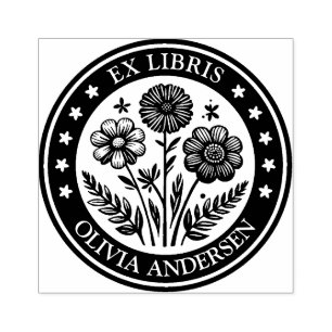 Ex Libris - Floral Arrangement Rubber Stamp