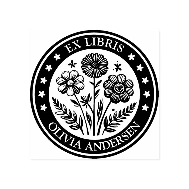 Ex Libris - Floral Arrangement Rubber Stamp (Imprint)