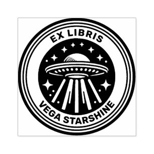 Ex Libris - Flying Saucer Rubber Stamp