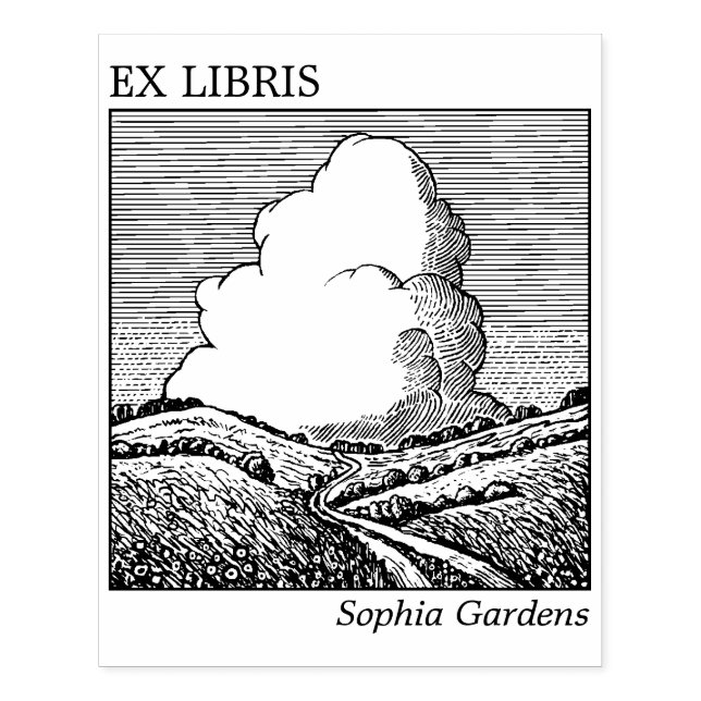 Ex Libris - Imaginary Landscape with Cloud Rubber Stamp (Imprint)