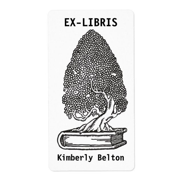 Ex-libris letterpress style tree bookplate (Front)