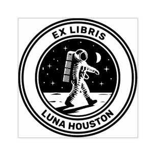 Ex Libris - Moon Walk Rubber Stamp
