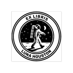 Ex Libris - Moon Walk Rubber Stamp