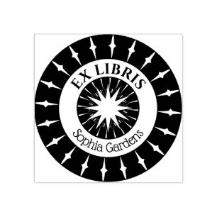 Ex Libris Mystical Star Burst v4 Rubber Stamp