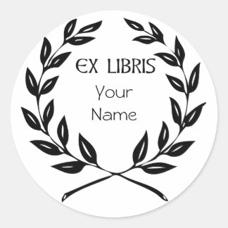 Ex Libris Olive Leaf Bookplate Gift for Readers Classic Round Sticker