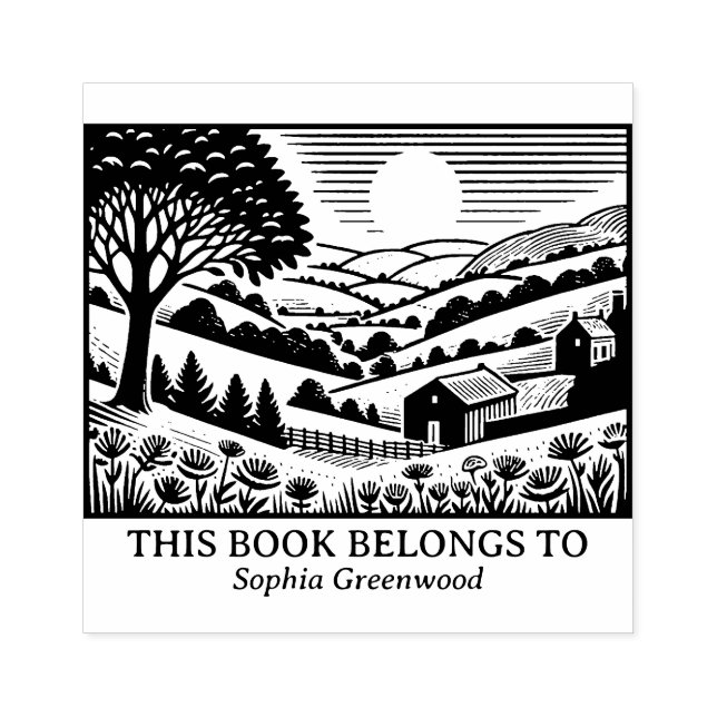 Ex Libris - Rural Landscape 02 Rubber Stamp (Imprint)