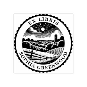 Ex Libris - Rural Landscape 03 Rubber Stamp