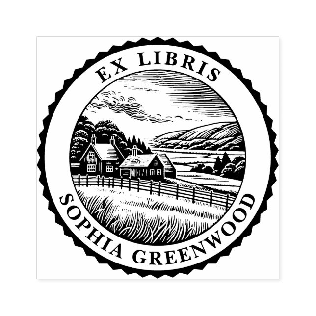 Ex Libris - Rural Landscape 04 Rubber Stamp (Imprint)