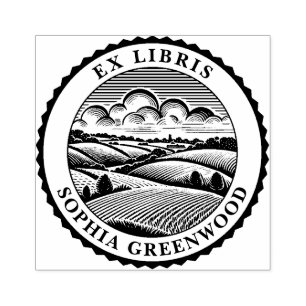 Ex Libris - Rural Landscape 05 Rubber Stamp