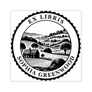 Ex Libris - Rural Landscape 07 Rubber Stamp