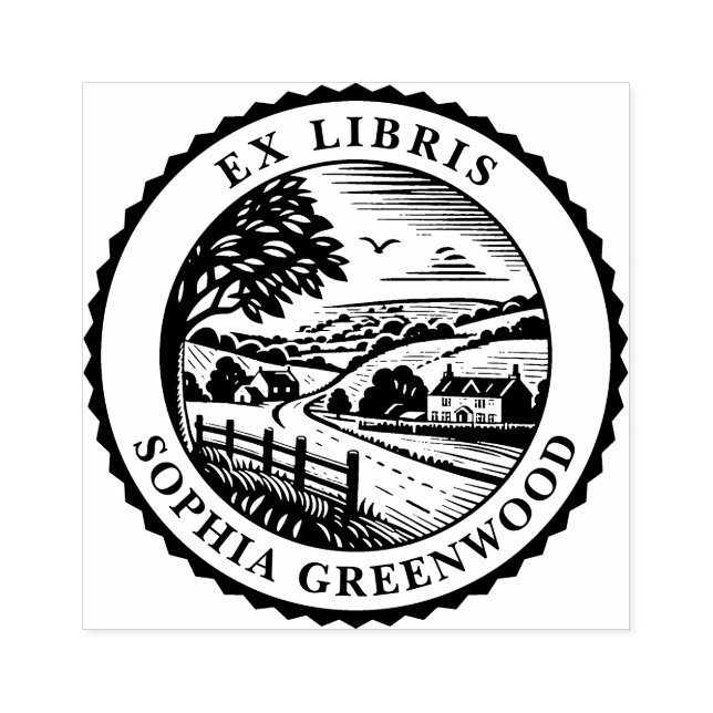 Ex Libris - Rural Landscape Rubber Stamp (Imprint)
