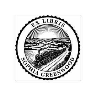 Ex Libris - Rural Train Rubber Stamp