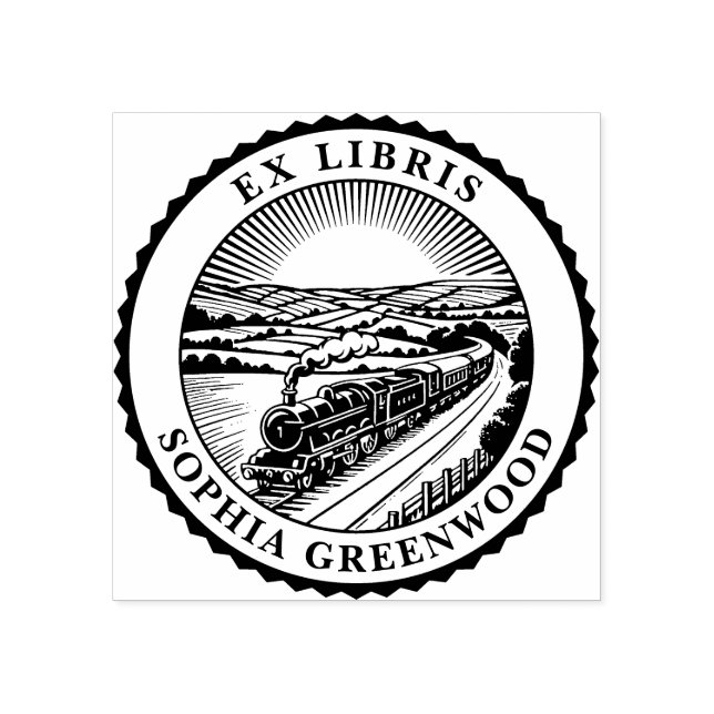 Ex Libris - Rural Train Rubber Stamp (Imprint)