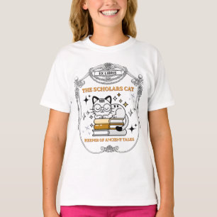 Ex Libris Scholar Cat Dark Academia Vintage Bookpl T-Shirt