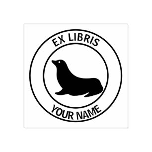 Ex libris sea lion bookplate rubber stamp