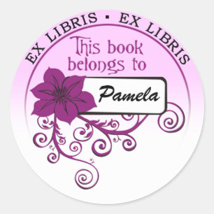 Ex Libris Sticker (floral purple & background )