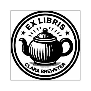 Ex Libris - Tea Pot Rubber Stamp