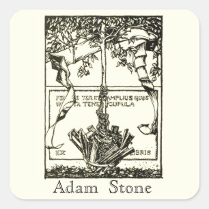 Ex Libris Tree with Ribbon Sticker