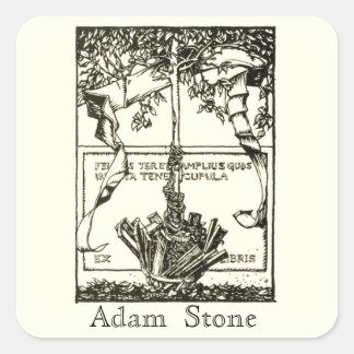 Ex Libris Tree with Ribbon Sticker