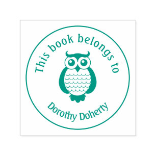 Ex Libris with Owl   Personalizable Self-inking Stamp