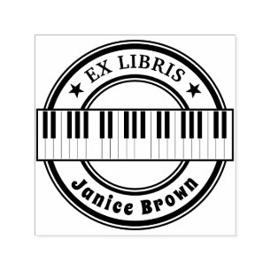 Ex Libris with Piano Keys   music Self-inking Stamp