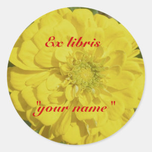 Ex Libris Yellow Zinnia Stickers to Customise
