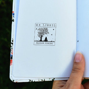 Ex Libris Yoga Meditation in nature, Book     Rubber Stamp