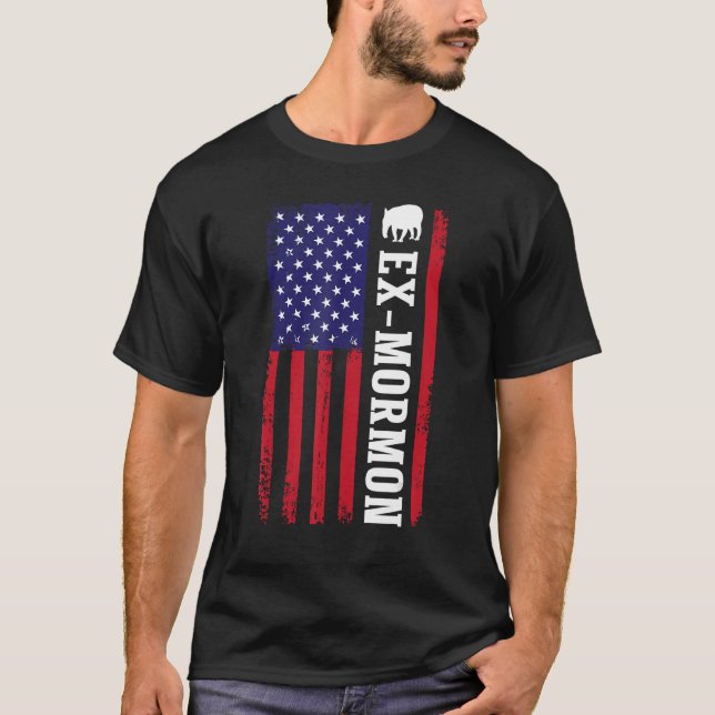 Ex Mormon Tapir Exmo Patriotic Postmormon Anti LDS T-Shirt (Front)