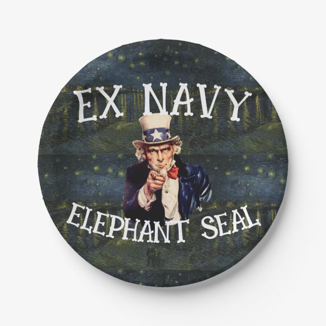 Ex Navy Elephant Seal Party Tshirt Matching 2041 Paper Plate (Front)