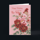 Ex Wife Birthday Peonies Card<br><div class="desc">A delightful illustration of pink and red peonies to wish your ex-wife a happy birthday. This card is full of love,  and elegant and classy at the same time.</div>