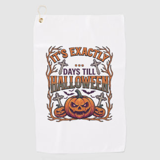 Exactly Days Till Halloween Jack Lantern Bats_1 Golf Towel