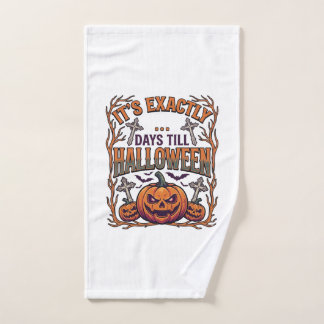 Exactly Days Till Halloween Jack Lantern Bats_1 Hand Towel